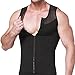 GSKS Mens Body Shaper With Zipper Slimming Shapewear Compression Shirt Elastic Vest Slim Undershirt