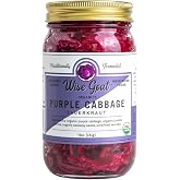 Raw Organic Fermented Sauerkraut, &ldquo;Purple Cabbage&rdquo; Variety [Vegan, Gluten Free, Non-GMO, Probiotic] 16 oz Glass Jar - Wise Goat Organics
