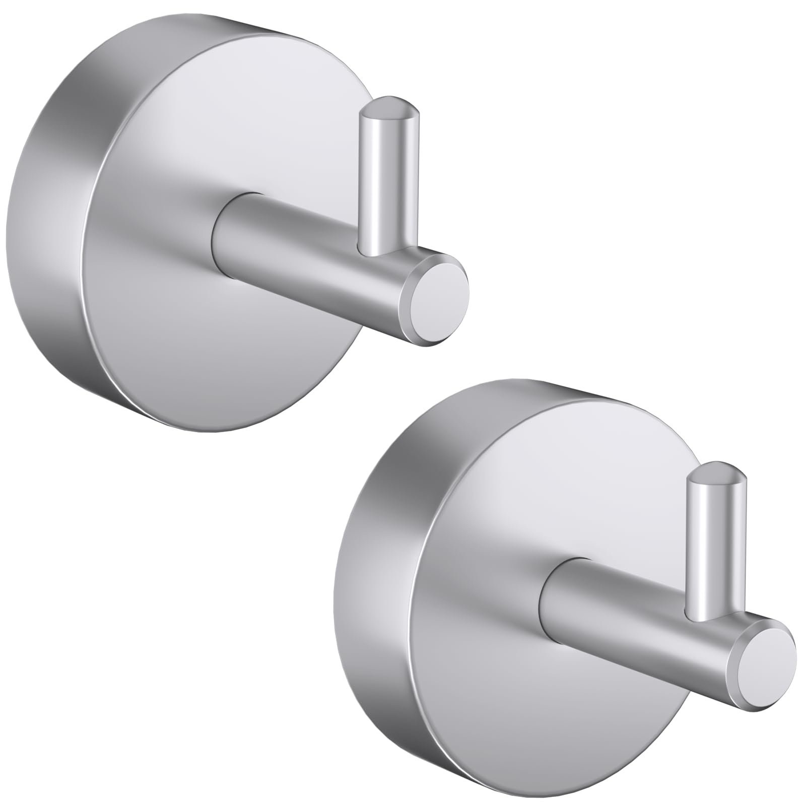 QNIIAED 2 Pack Towel Hooks for Bathrooms,Stainless Steel Door Hook Screw in for Coat Robe(Brushed Silver)
