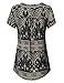 Vinmatto Women's Short Sleeve V Neck Flowy Tunic Top(XL,Multi Black)