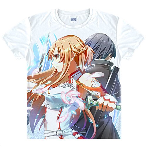 Mens Womens Anime T Shirt Quick Dry Sword Art Online Kirito Asuna Cosplay
