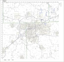 Lansing Mi Zip Code Map Laminated Amazon Com Office Products Lansing Zip Code Map