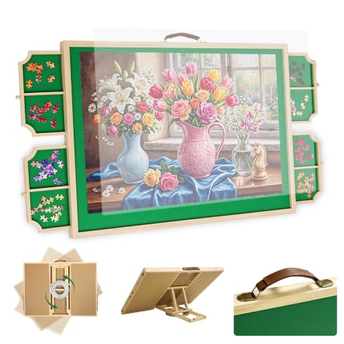 Femchic 1500 Piece Wooden Jigsaw Puzzle Board with Stand for… at Amazon