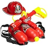 Prextex Fireman Backpack Water Gun Blaster with Fire Hat- Water Gun Beach Toy and Outdoor Sports Toy (Toy)