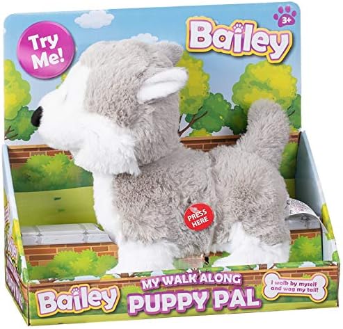 Fifi My Walk Along Electronic Cuddly Soft Toy Pet Animal (Bailey Puppy (Grey))