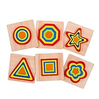 Babe Rock Wooden Jigsaw Puzzles for Toddlers Age 1 2 3 4 5 Year Old, Shape Color Learning Educational Montessori Toy for Boy and Girl (6 Pack)