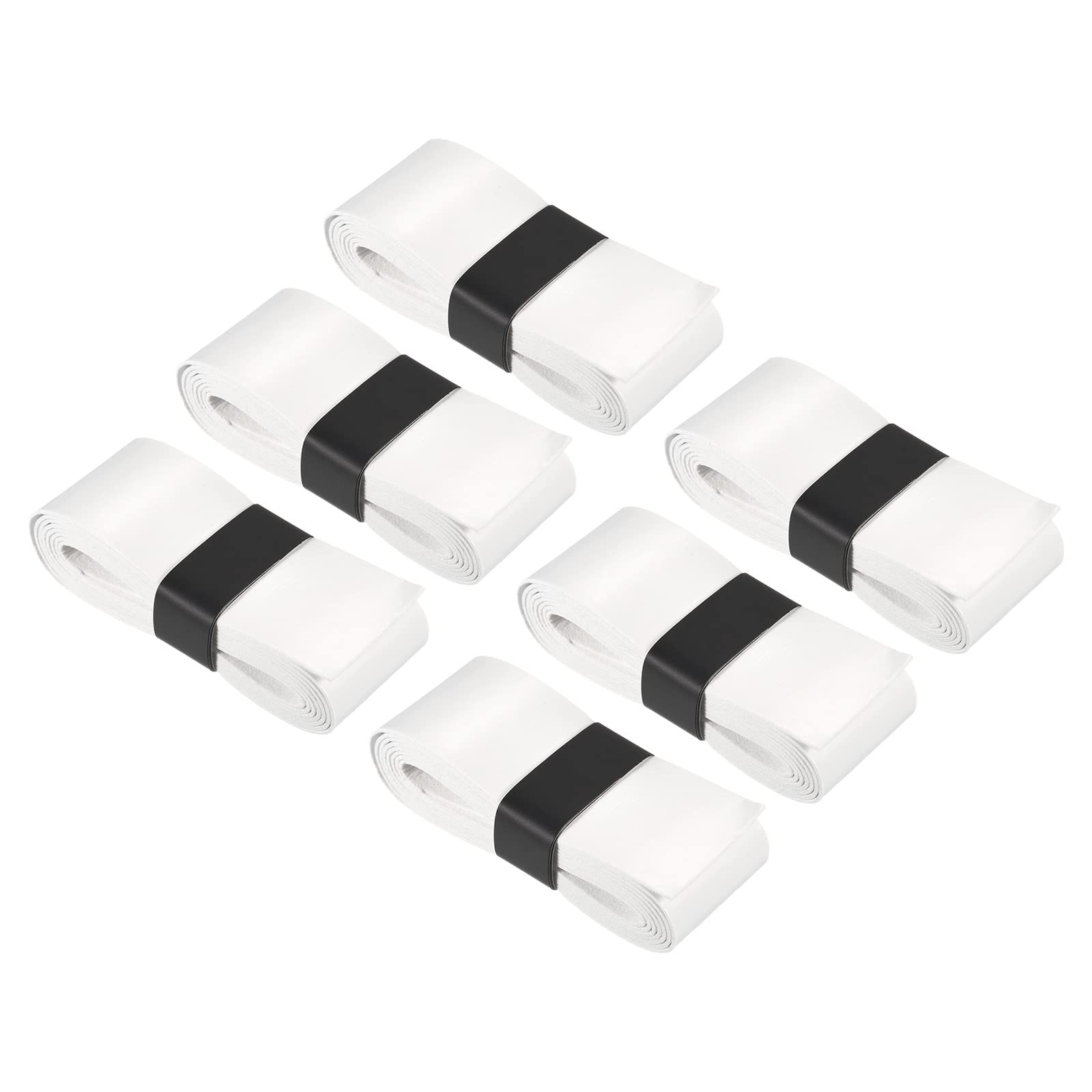 PATIKIL 43.3" Tennis Racket Grip Tape with Hole, 6 Pack PU Overgrip Stretchy Non-Slip Absorb Sweat for Badminton Fishing Rod, White