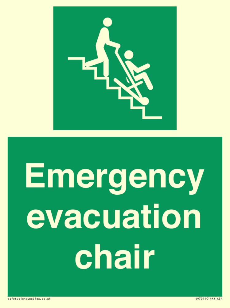 Emergency evacuation chair Sign - 150x200mm - A5P
