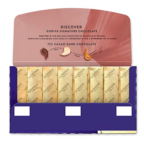 Godiva Chocolatier Chocolate Signature Mini Bars,72 Cacao Dark, 12Ct