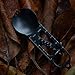 iMustech Camping Eating Utensils, 11 in 1 Multifunctional Tool, Multifunctional Spoon & Fork, Opener, Carabiner, Tableware Spoon Fork for Outdoor Camping, Multifunctional Hiking Survival Tool (Black)