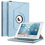 Keyboard Case Compatible iPad 9.7 2018(6th Gen)/iPad 2017/iPad Pro 9.7/iPad Air 2 & 1,Boriyuan 360 Degree Rotating Stand PU Leather Smart Cover with Detachable Wireless Bluetooth Keyboard - Blue