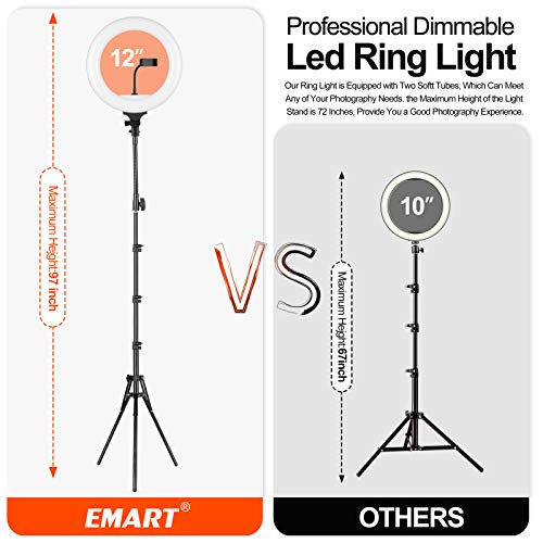 EMART 12 inch LED Ring Light with Tripod Stand & Phone Holder, Dimmable
