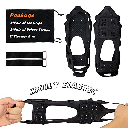 image for AGOOL Ice Cleats Traction Cleats Ice Grip Snow Grippers with Removable
