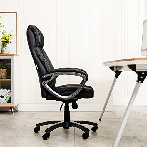 KADIRYA High Back Leather & Fabric Office Chair with Adjustable Tilt
