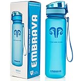 Embrava Best Sports Water Bottle - 18oz Small - Eco Friendly & BPA-Free Plastic - Fast Water Flow, Flip Top Lid, Opens with 1-Click (Blue)