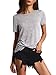 SheIn Women's Draped Crisscross Back T-Shirt Tee Top Medium Grey