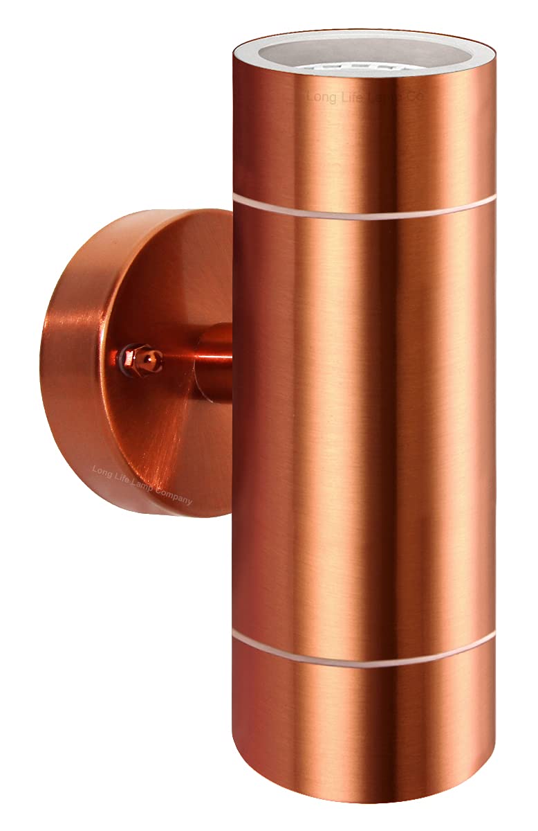 Long Life Lamp Company Modern Double Outdoor Wall Light Stainless Steel Copper Finish IP65 ZLC081C