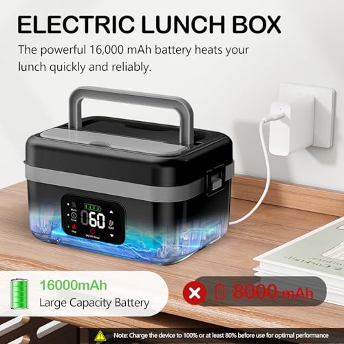 TECKZOON Portable Electric Lunch Box, Rechargeable Self-Warming Wireless Lunch Box, 1L Adult Bento Lunch Boxes with Scheduled Warming, Food Lunch Boxes for On-the-Go Meals