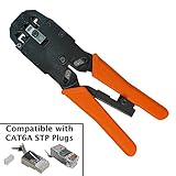 Crimp Tool for RJ11, RJ12, RJ45, 6x4, 6x6, 8x8 - Compatible with CAT6A STP Modular Plugs