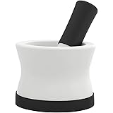 EZ-Grip Silicone & Porcelain Mortar and Pestle With Non-Slip Detachable Silicone Base - NEW DESIGN - Dishwasher Safe by Coole