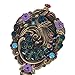 MOIOM Vintage Style Foldable Oval Peacock Pattern Makeup Hand/Table Mirror (Bronze)