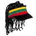 Flair Hair Men's Cotton Adjustable Visor Hat Cap (Black Rasta w/ Braided Hair)