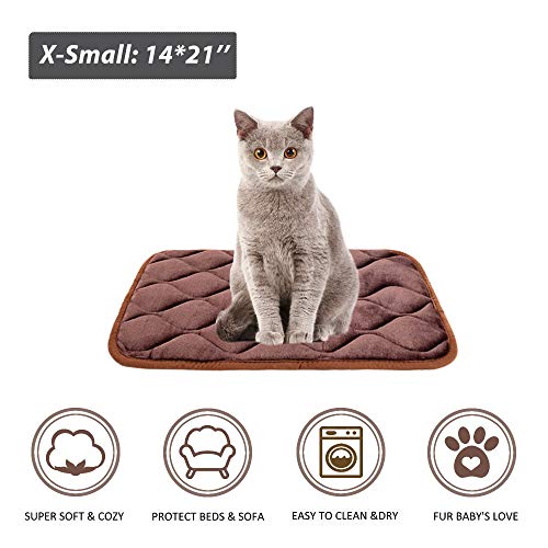 Furrybaby Dog Bed Mat Soft Crate Mat with Anti-Slip Bottom Machine Washable Pet Mattress for Dog Sleeping (XS 21×14”, Dark Brown Mat)