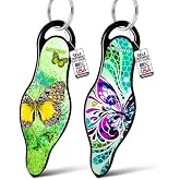 MUNIO Self Defense Keychain Bundle &ndash; Non-Lethal, TSA Approved Personal Safety Keychain Set in &lsquo;Butterfly' &amp; 'Butterfly Glass' Designs &ndash; Made in USA