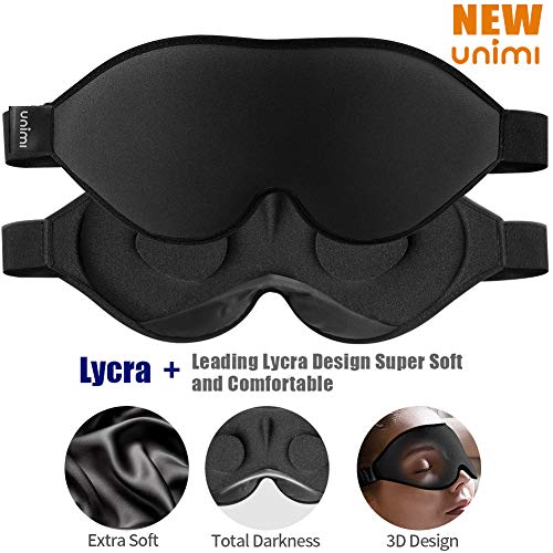 2020 Upgraded Sleep Eye Mask for Christmas Gift, Soft Lycra Material Eye mask for Sleeping 3D Contoured Cup Sleep Mask & Blindfold,100% Black Out Light Sleeping Mask for Travel, Nap, Yoga (Black) - Thumbnail 7