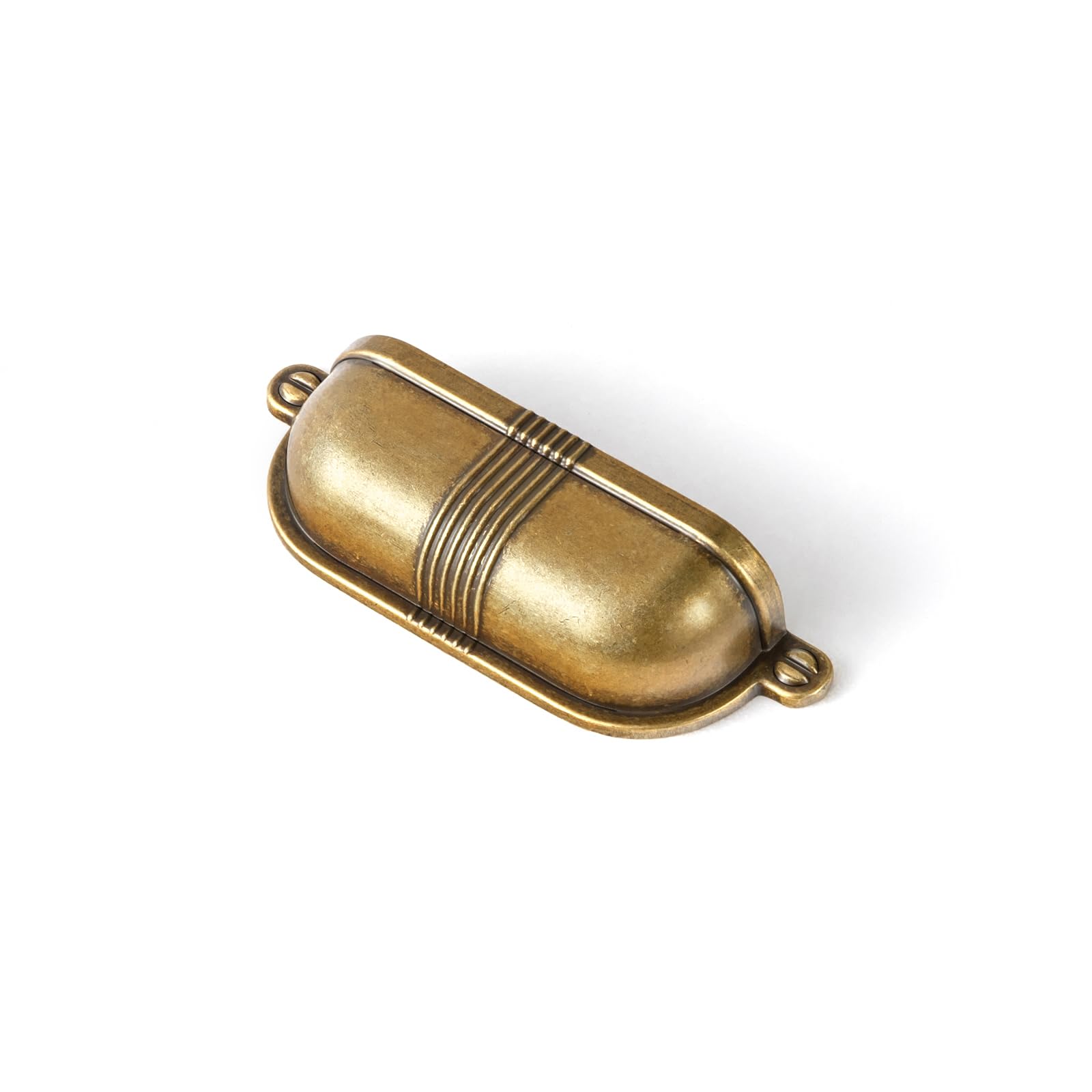 Photo 1 of Goo-Ki 6 Pack 2 1/2 Inch Antique Brass Cup Pulls with Textured Strap Design, Elegant Vintage Bin Handles for Kitchen & Furniture