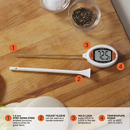InstaTrack TR002 Digital Slim Kitchen and Meat Thermometer, One Size, White