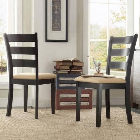 Amazon Com Modern Style Lexington Black Ladder Back Dining Chairs Crafted With Solid Rubberwood And Microfiber Upholstery Set Of 2 Chairs