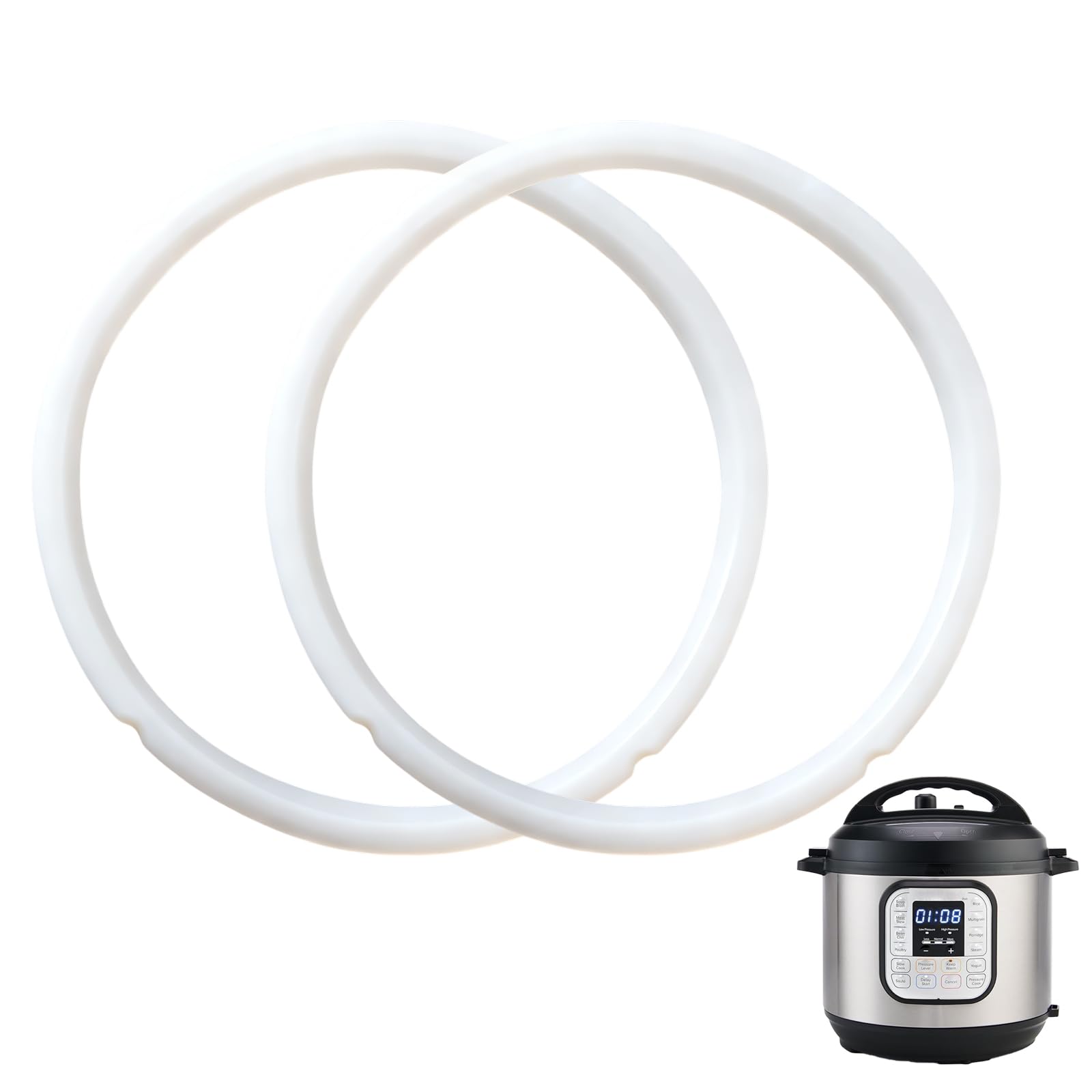 Photo 1 of 2 Pack Sealing Ring for Instant Pot 6 & 5 Qt - 3rd-Gen Upgraded Instant Pot Sealing Ring, Food-grade Silicone Accessories for InstantPot, Replacement Parts for InstantPot 6 & 5 Qt, BPA-Free, Clear