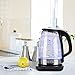 KINDEN Glass Electric Kettle BPA Free - 1.7L Hot Water Tea Kettle Boiling Temperature Control & Keep Warm, Cordless Glass Base, Double Wall, Blue Light 1500W [Fahrenheit Updated]