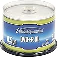 Optical Quantum 8X 8.5GB Double Layer DVD+R DL Recordable Blank Media Logo Top, 50-Disc Cakebox, Dual Layer DVD Discs, DVD DL Blank Discs 8.5GB