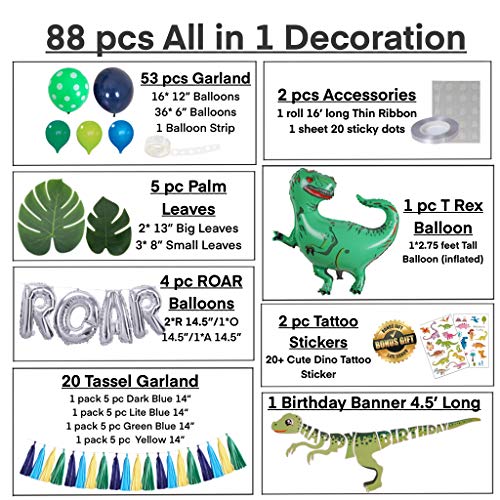 Dinosaur Party Supplies - 88pc Dinosaur Party Decorations Set for Boys Toddlers - Jungle Theme Ballo - //coolthings.us