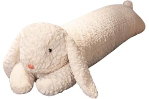 Hofun4U Rabbit Plush Pillow, Rabbit Stuffed Animal, Rabbit Plush Long Body Pillow for Kids Adults (White,35 inch)