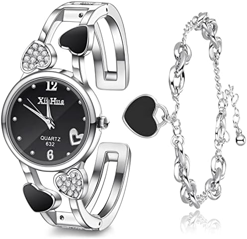 TERRIFI Watches for Women Heart Shaped Watch and Bracelet Set for