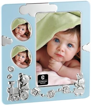 Cupecoy Design Light Blue and Cloud Metal Photo Frame- 4x6 and 1.5x1.5 Photo Frame / Great Gift