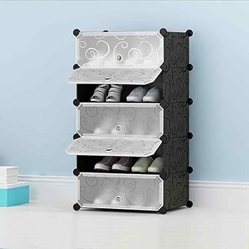 House of Quirk Plastic Shoe Rack, Black