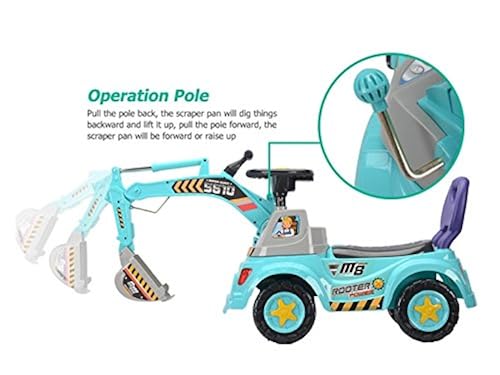POCO DIVO Blue Digger Scooter, Ride-on Excavator, Pulling cart