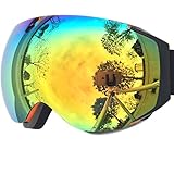 ZIONOR Lagopus X6 Ski Goggles, Snowboard Snowmobile Snow Goggles with UV400 Protection Anti-fog Spherical Frameless Oversize Dual Lenses Goggles