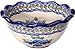 Polish Pottery Ceramika Boleslawiec, 0413/162, Bowl Fala Small, 5 3/4 Cups, Royal Blue Patterns with Blue Pansy Flower Motif