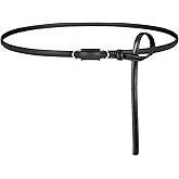 TOURZOO Skinny Genuine Leather Belts for Women Thin Waist Belt for Dresses Jeans Adjustable with Gold Buckle 0.4" Width