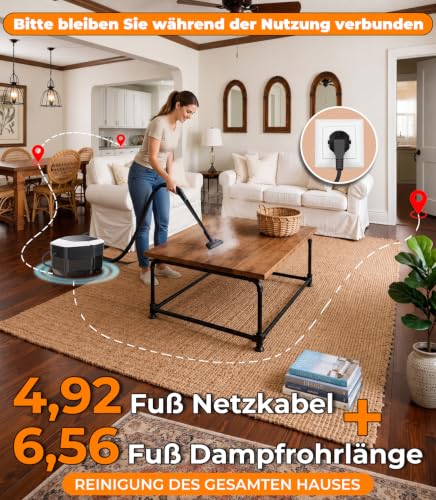 KYUT 16-in-1 Steam Cleaner, 80% Higher Cleaning Efficiency, Industry Leader No. 1, Handheld Steam Cleaner, Triple Safety Protection, 6 Certificates of Compliance, 1.8 L Tank for Household, Kitchen and