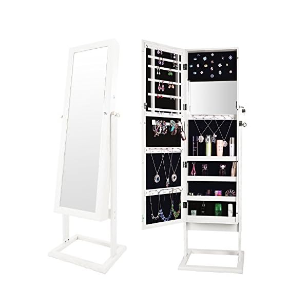 Bonnlo Jewelry Armoire Mirror with Lock & Keys, LEDs Feature
