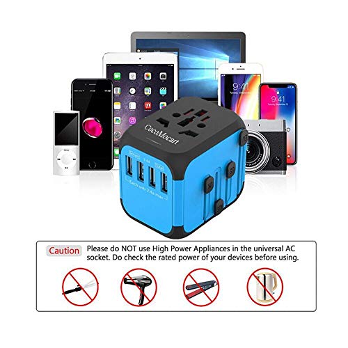 Cococart Universal Travel Adapter, All-in-one Worldwide Travel Charger Travel Socket, International Power Wall Charger AC Plug Adaptor with 4 USB Ports Multi-Nation Travel Accessories