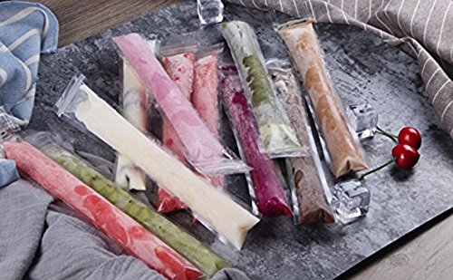 300 Pack Ice Popsicle Molds Bags - Zip-Top Disposable DIY Ice Pop Mold Bags - Summer Ice Pop Pouch with 4 Ice Pop Sleeves & 1 Silicone Funnel for Yogurt, Ice Candy, Otter Pops, Gogurt, or Freeze Pops