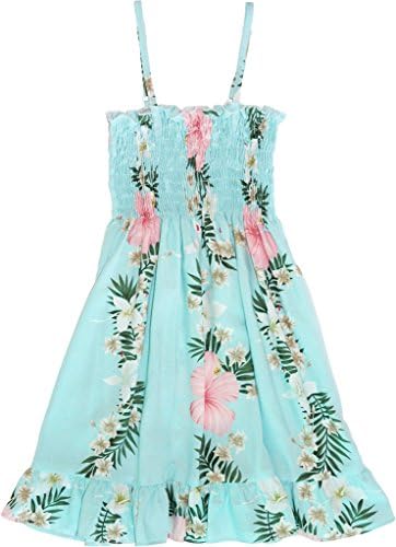 RJC Girl's Sunrise Lei Hawaiian Smocked Ruffle Rayon Dress