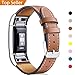 Mornex band Compatible with Fitbit Charge 3 Band & Charge 3 SE Leather Straps, Adjustable Genuine Classic Replacement Wristband for Charge 3 Fitness Accessories with Metal Connectors, Brown